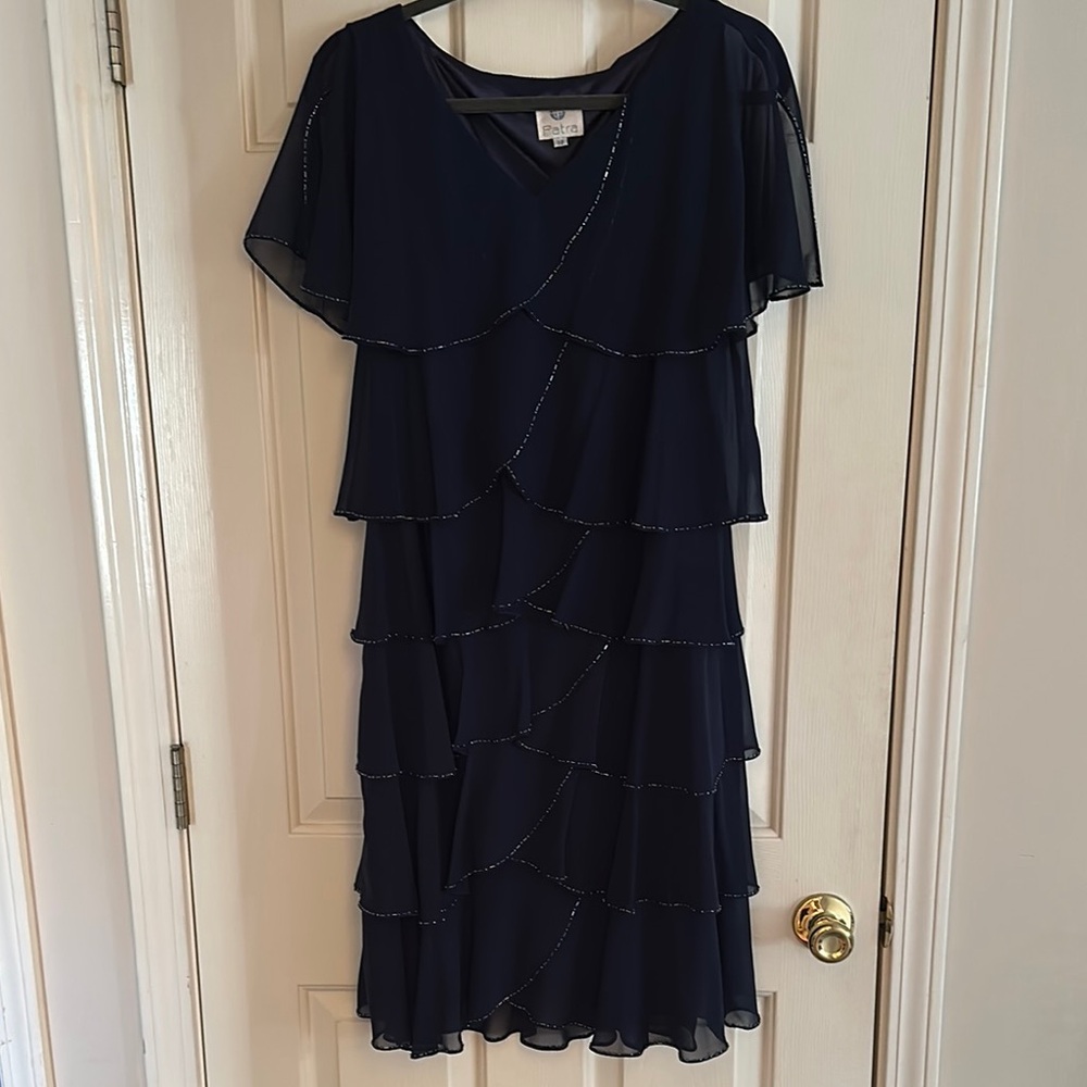 Patra Elegant Navy Layered Dress  12